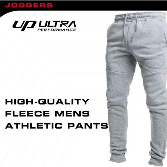 3 Pack Fleece Active Tech Joggers for Men, Mens Sweatpants with Zipper Pockets - Picture 4 of 8